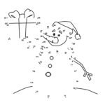 Happy Snowman dot to dot | Free Printable Coloring Pages