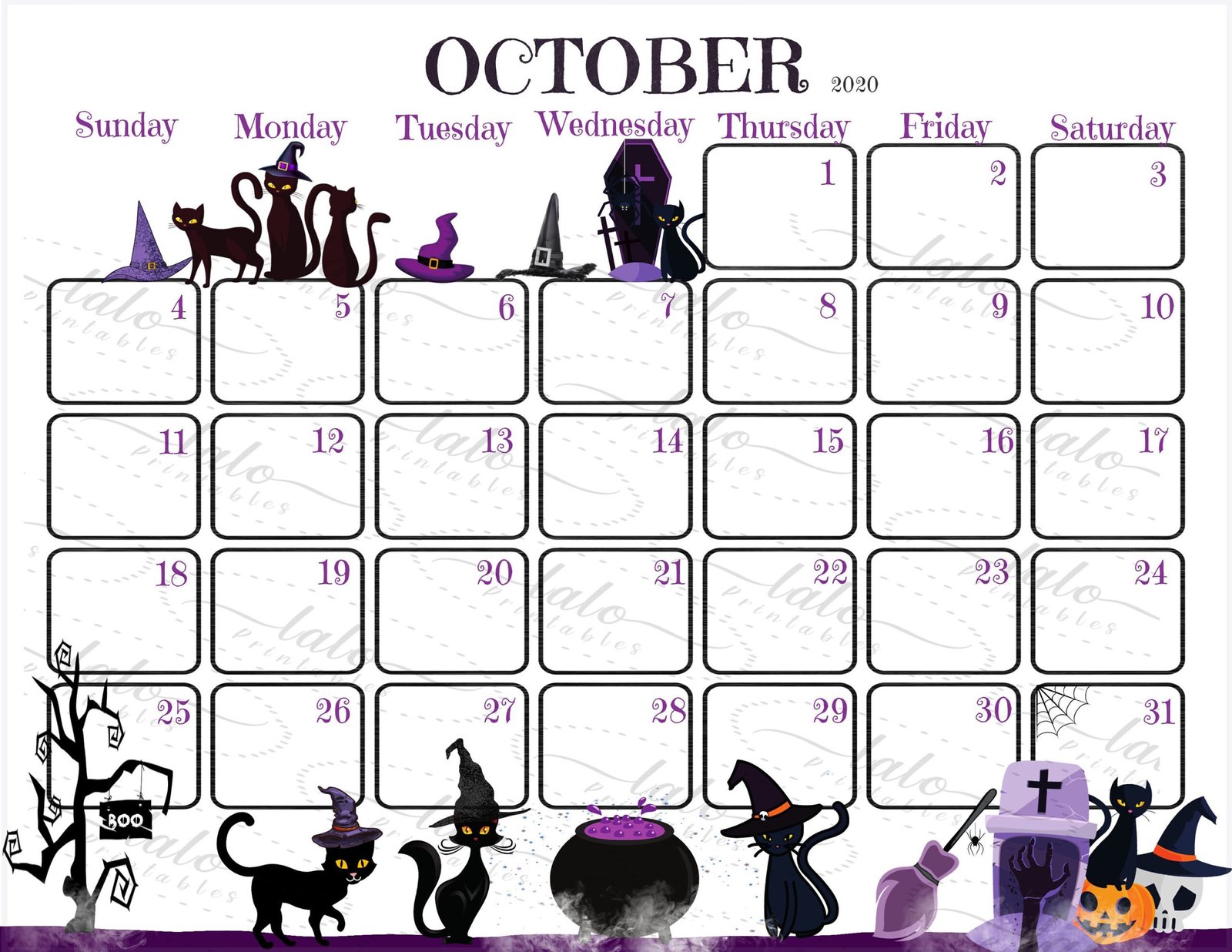 Halloween Calendar Template Halloween Calendar Template