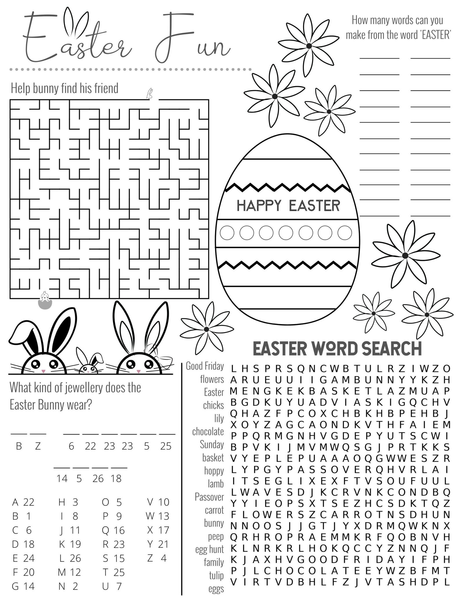 Easter Activity Sheet Easter Worksheet Kids Printable - Etsy Canada