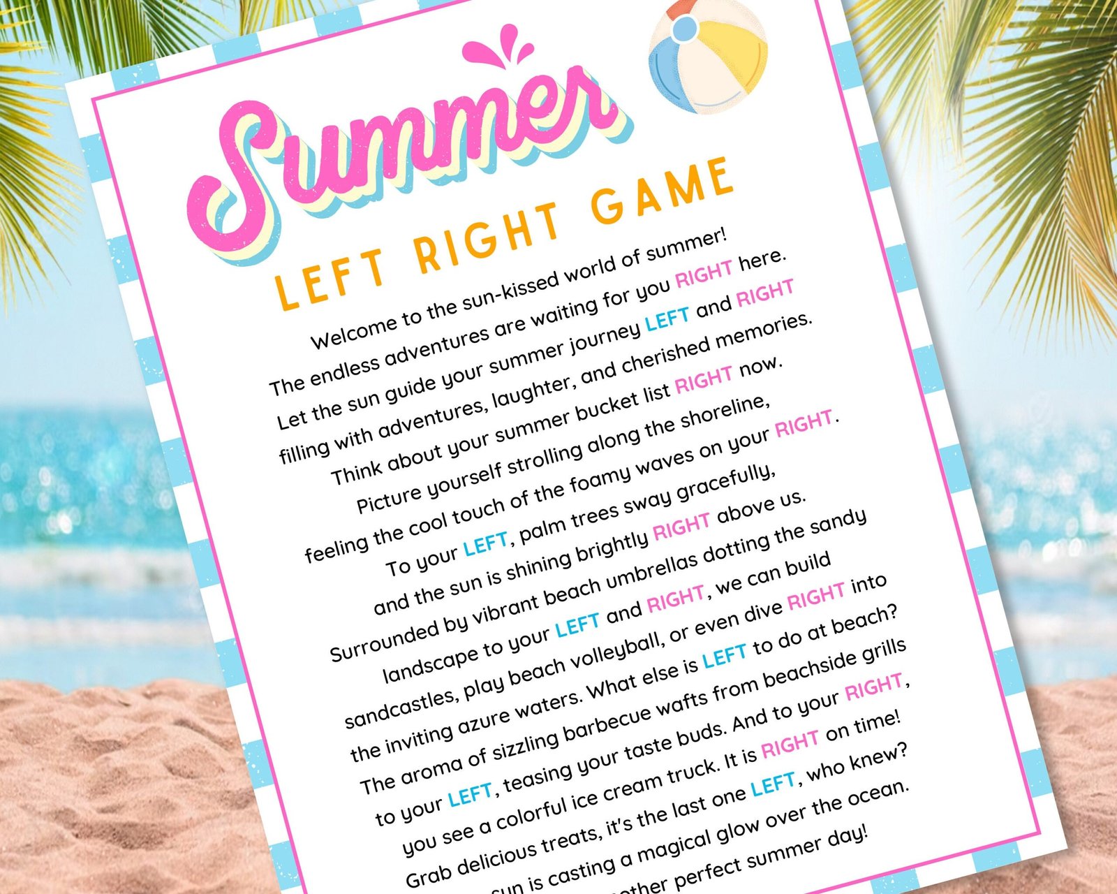 Summer Left And Right Worksheets