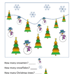 Christmas Counting Worksheets - Number Three Christmas Maths Worksheets