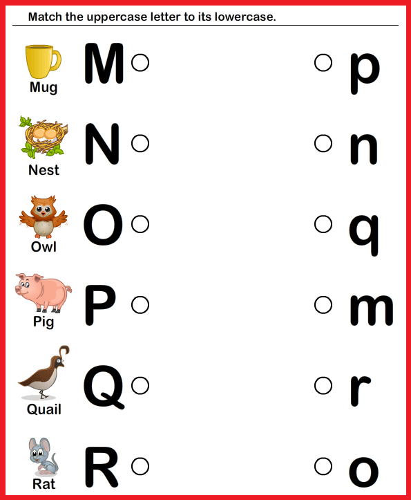 Kindergarten Worksheets: Match Upper Case And Lower Case Letters 8
