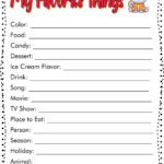 My Favorite Things Worksheet Pdf