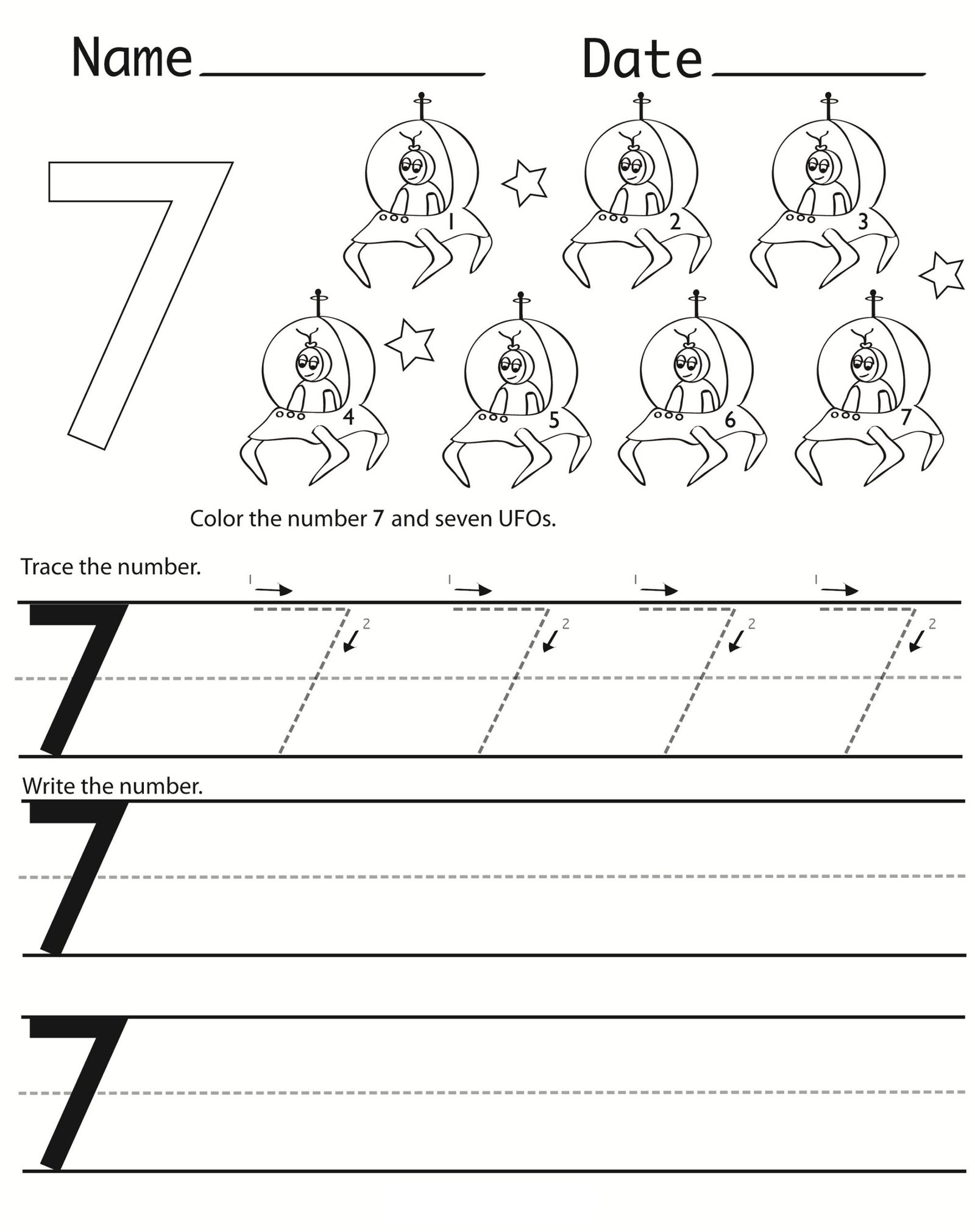 Number 7 Worksheets for Preschools | Activity Shelter Number 7 Worksheets for Preschools | Activity Shelter