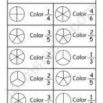 Fractions Circle Color Worksheet printable pdf download