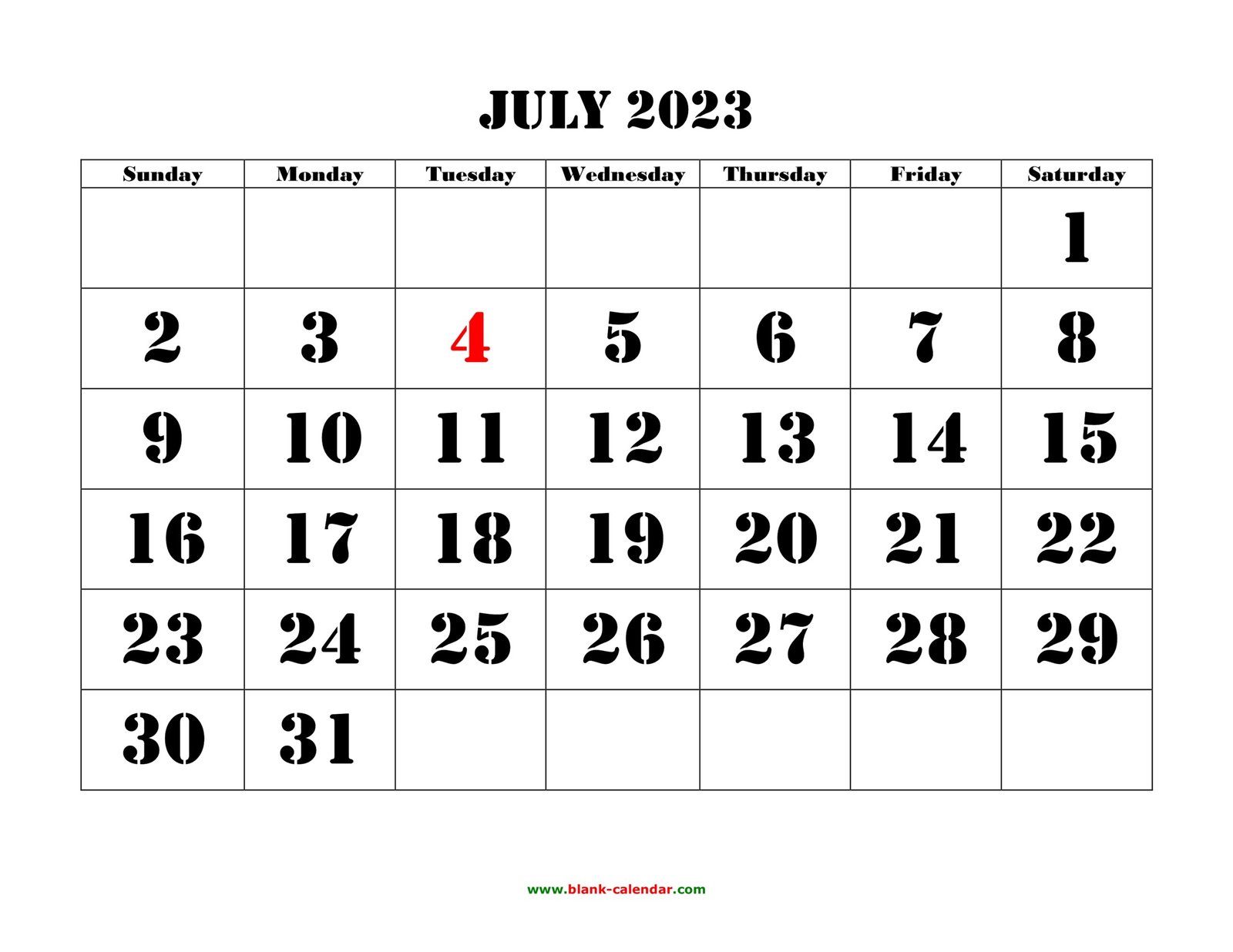 Free Download Printable July 2023 Calendar, large font design ... Free Download Printable July 2023 Calendar, large font design ...