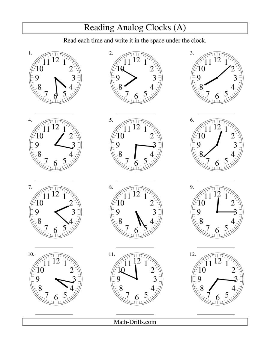 Reading Time On An Analog Clock In 1 Minute Intervals (a) – Worksheets ... Reading Time On An Analog Clock In 1 Minute Intervals (a) – Worksheets ...