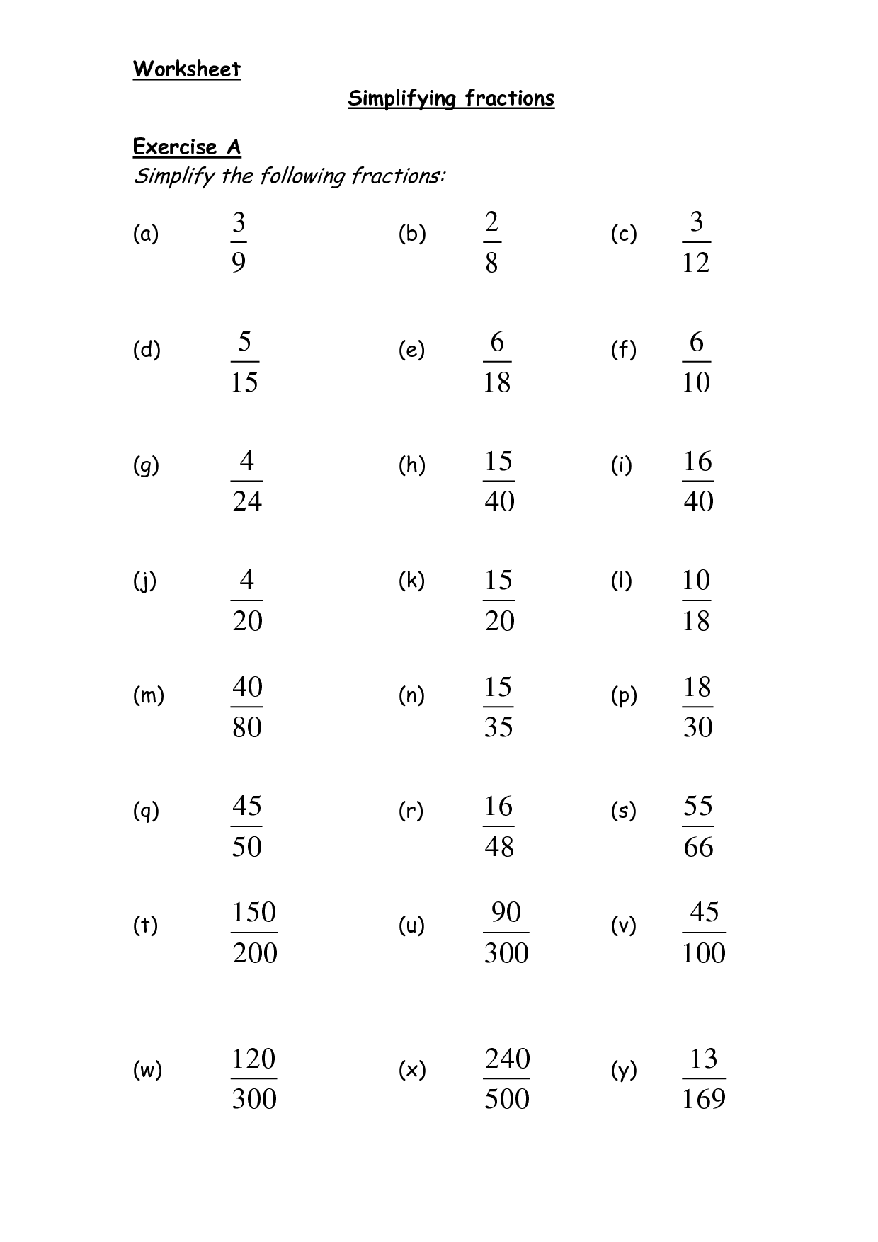  Simplifying Fractions Worksheets For Grade 5 / Worksheeto.com