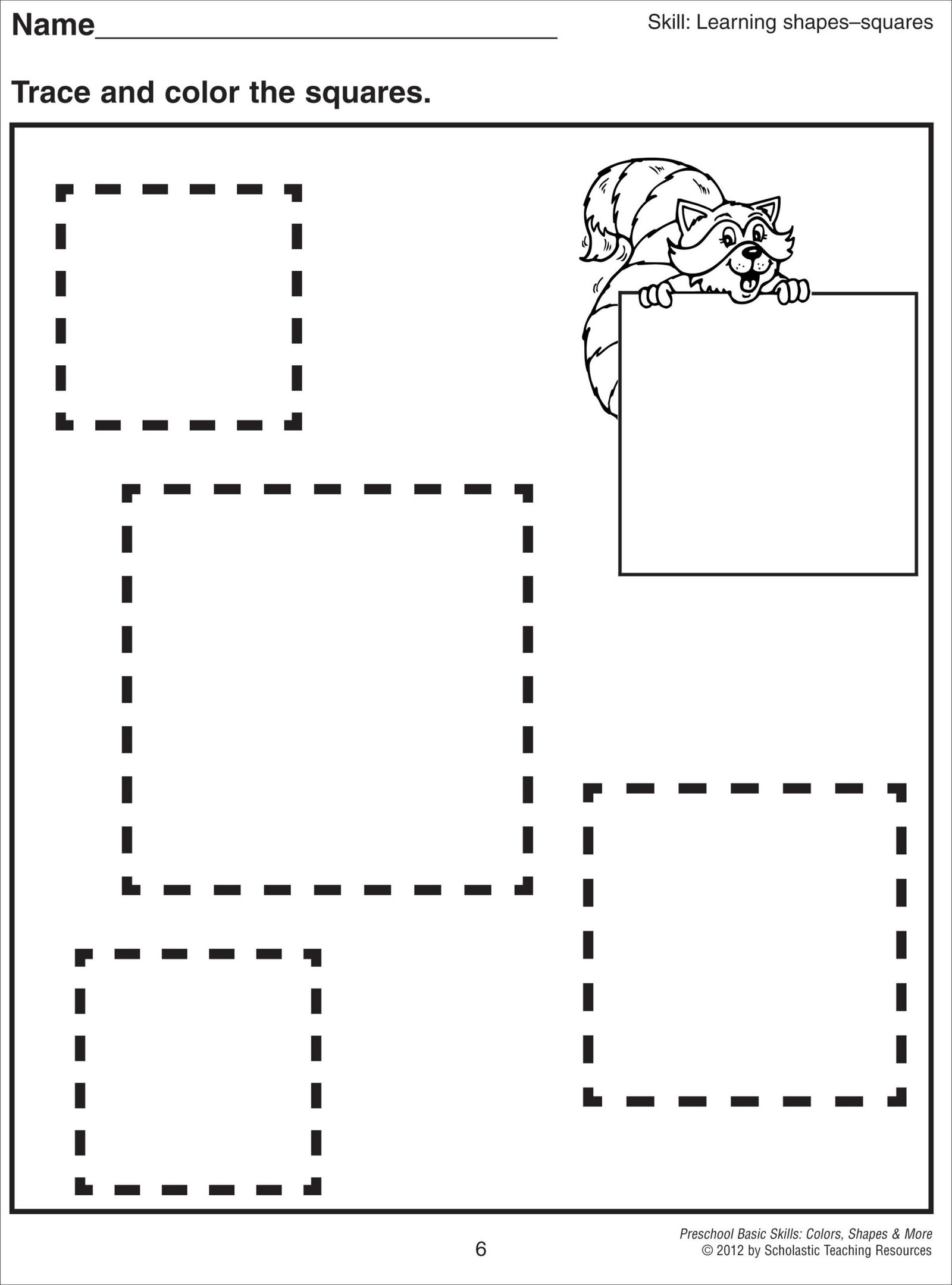 5 Best Images of Printable Square Kindergarten - Preschool Worksheets ...