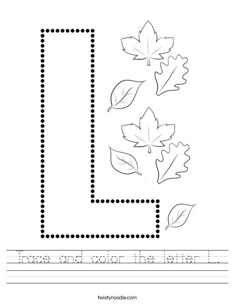 Trace and color the letter L Worksheet - Twisty Noodle Trace and color the letter L Worksheet - Twisty Noodle