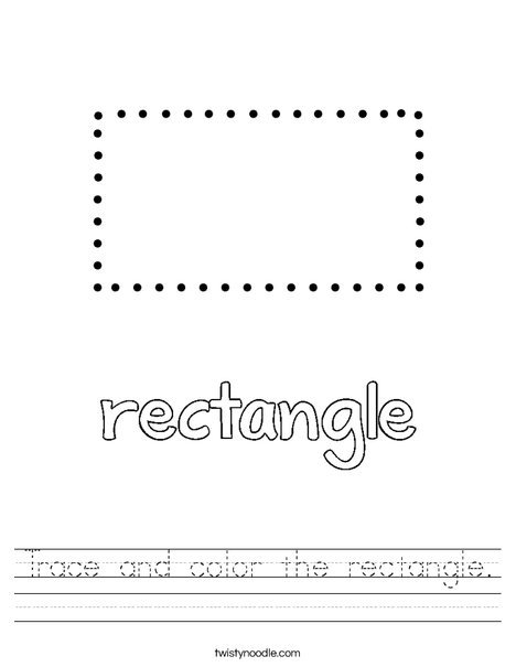 Trace and color the rectangle Worksheet - Twisty Noodle
