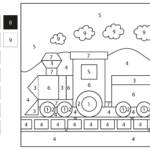 Train Color by Number | Free Printable Coloring Pages