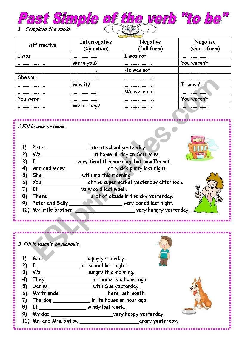 Various Exercises On The Verb To Be (past Simple) And On The Second Various Exercises On The Verb To Be (past Simple) And On The Second