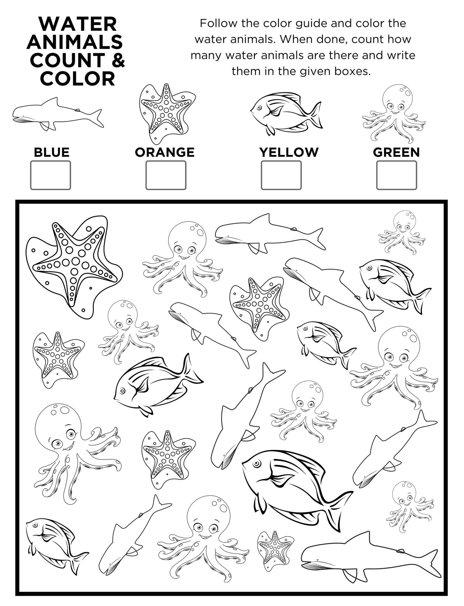 Free Printable: Ocean Animals I Spy Count and Color Activity Page for ...