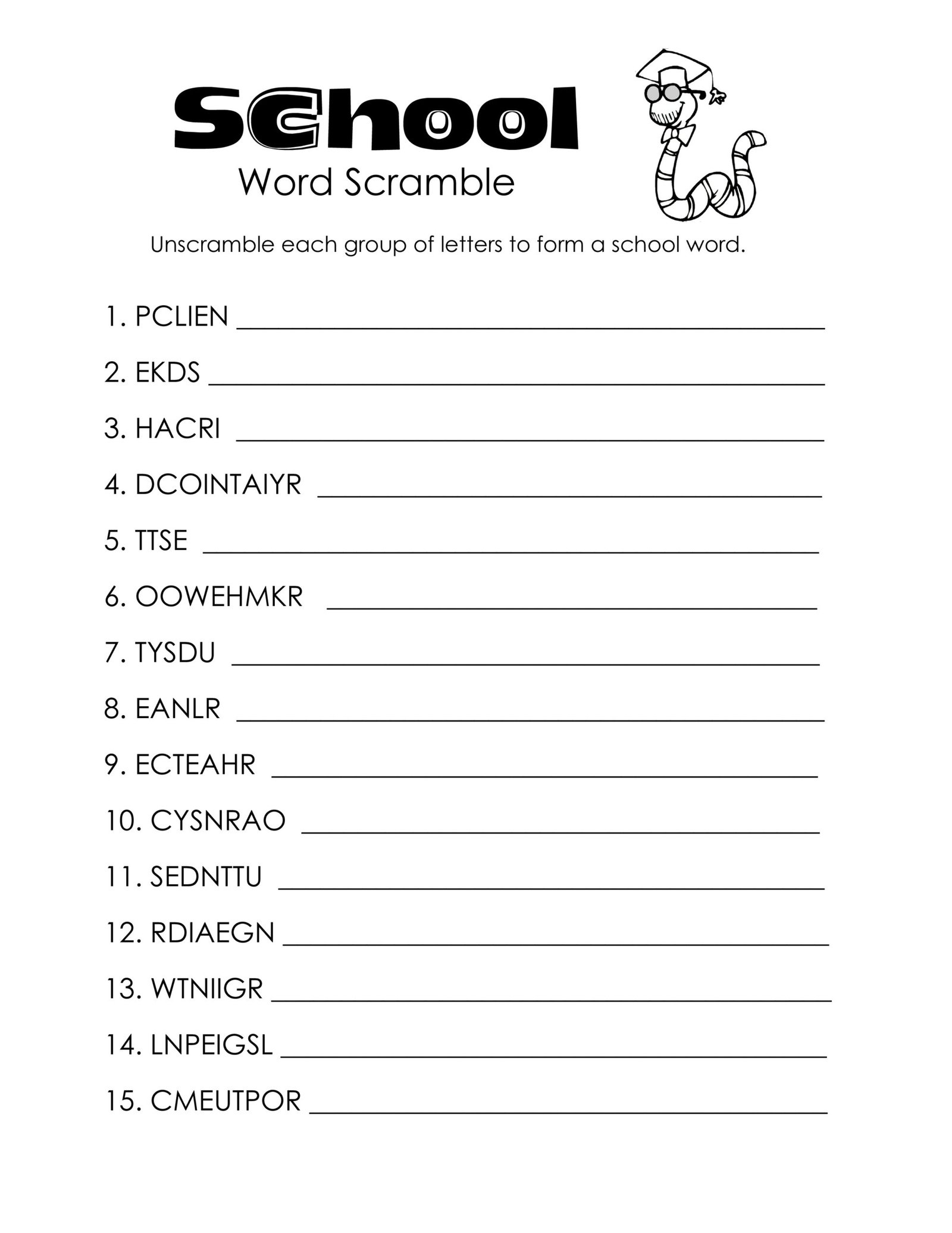 Word Scrambles for Kids | Activity Shelter