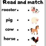Farm Animals Read and Match Worksheet for Kindergarten or ESL Students …