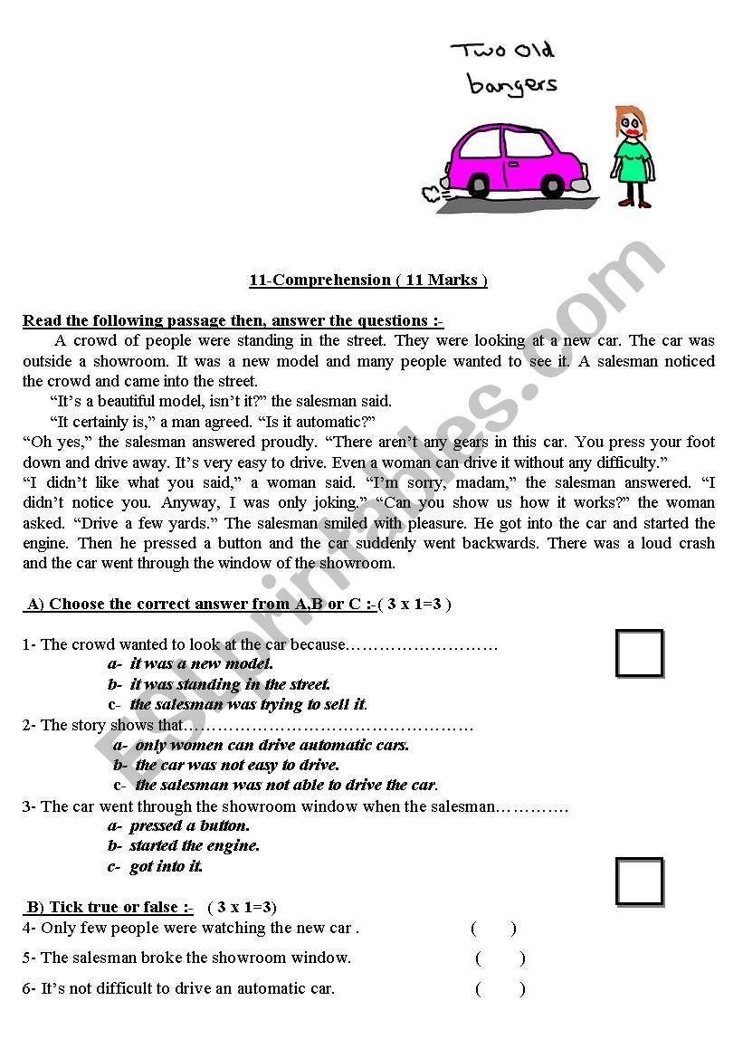 2 reading comprehension worksheets for intermediate level - ESL ...