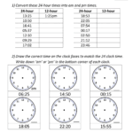 24 Hour Clock Conversion Worksheets