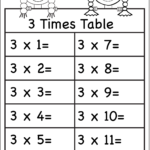 Times Table Worksheets Year 3