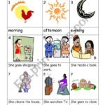 Morning Afternoon Evening – ESL worksheet by annysqu