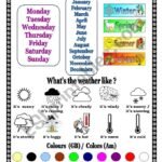 Days of the week, months, seasons, weather, colors – ESL worksheet by …