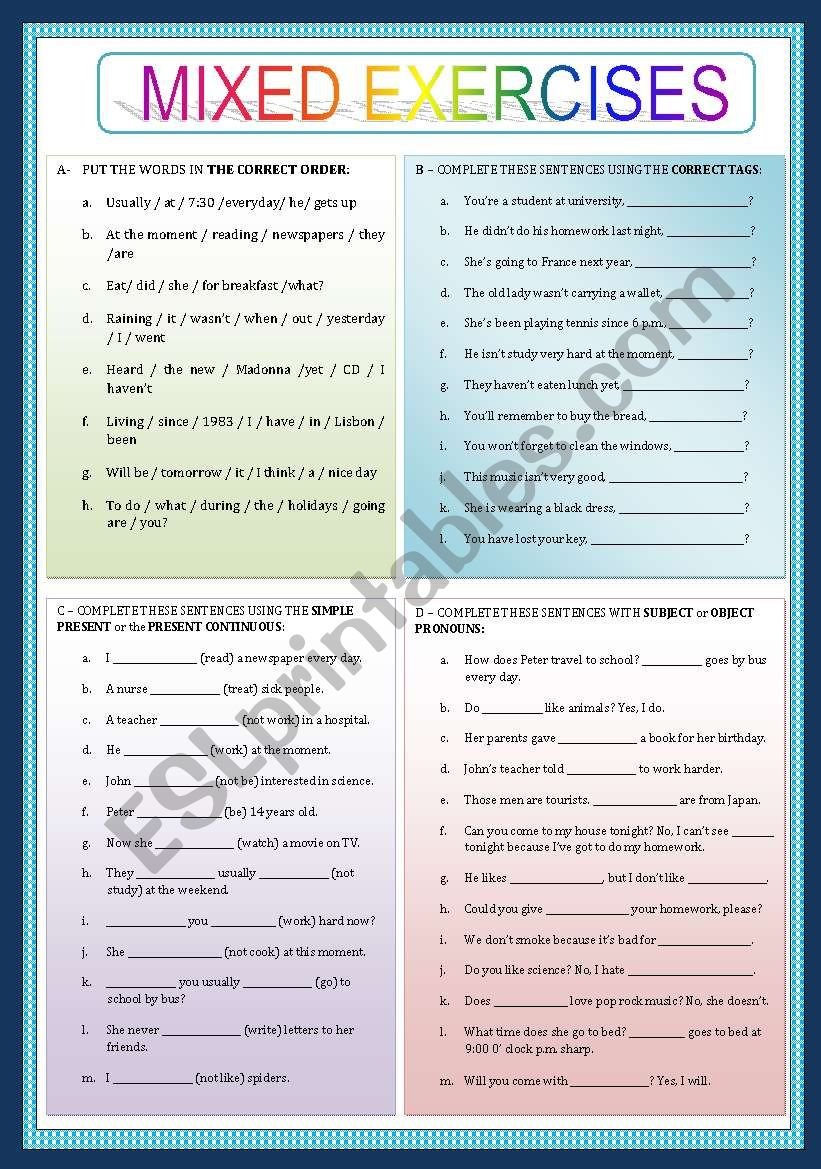 Mixed Pronouns Worksheet B1C