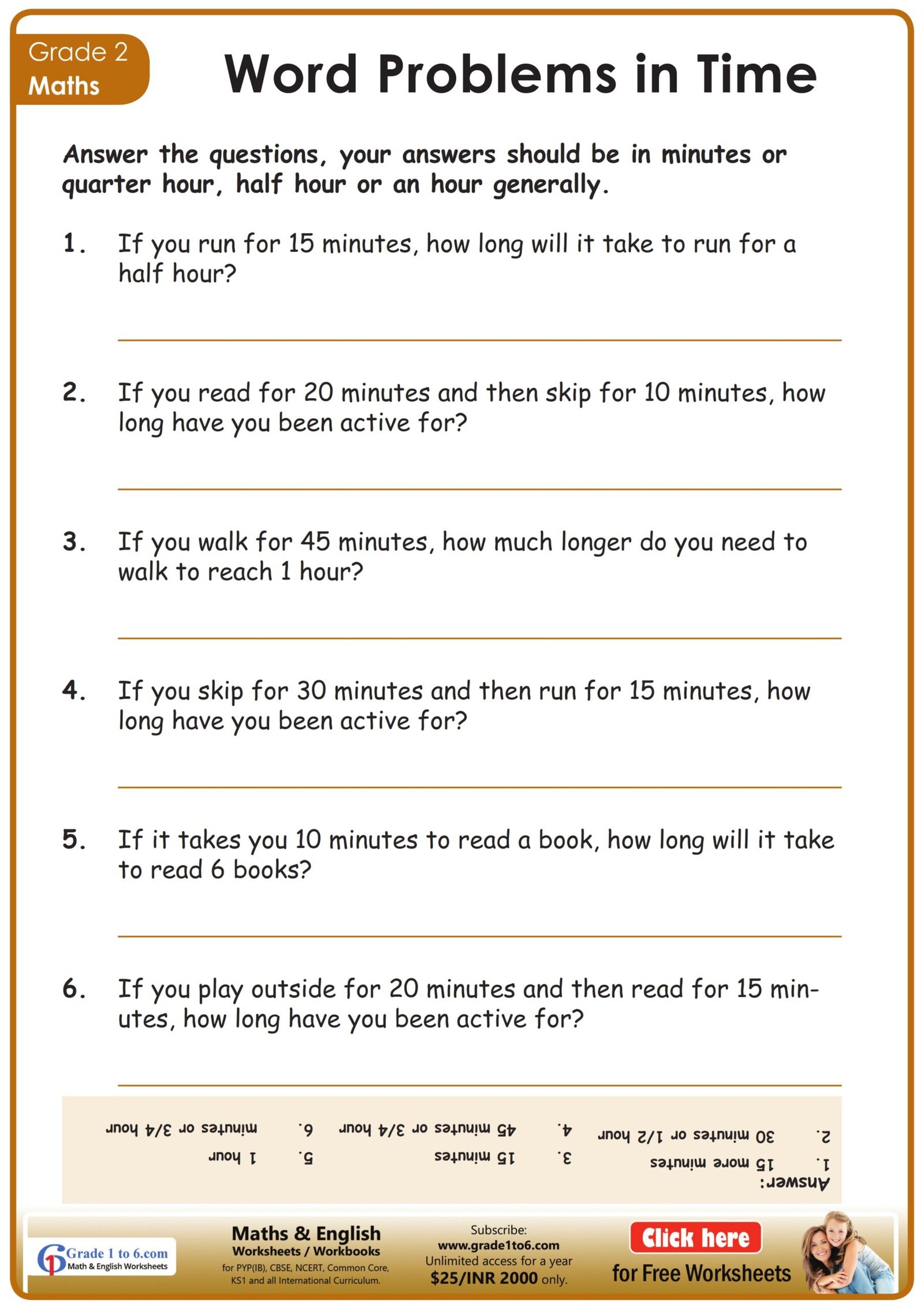 Time Word Problems Worksheet | Grade1to6.com Time Word Problems Worksheet | Grade1to6.com