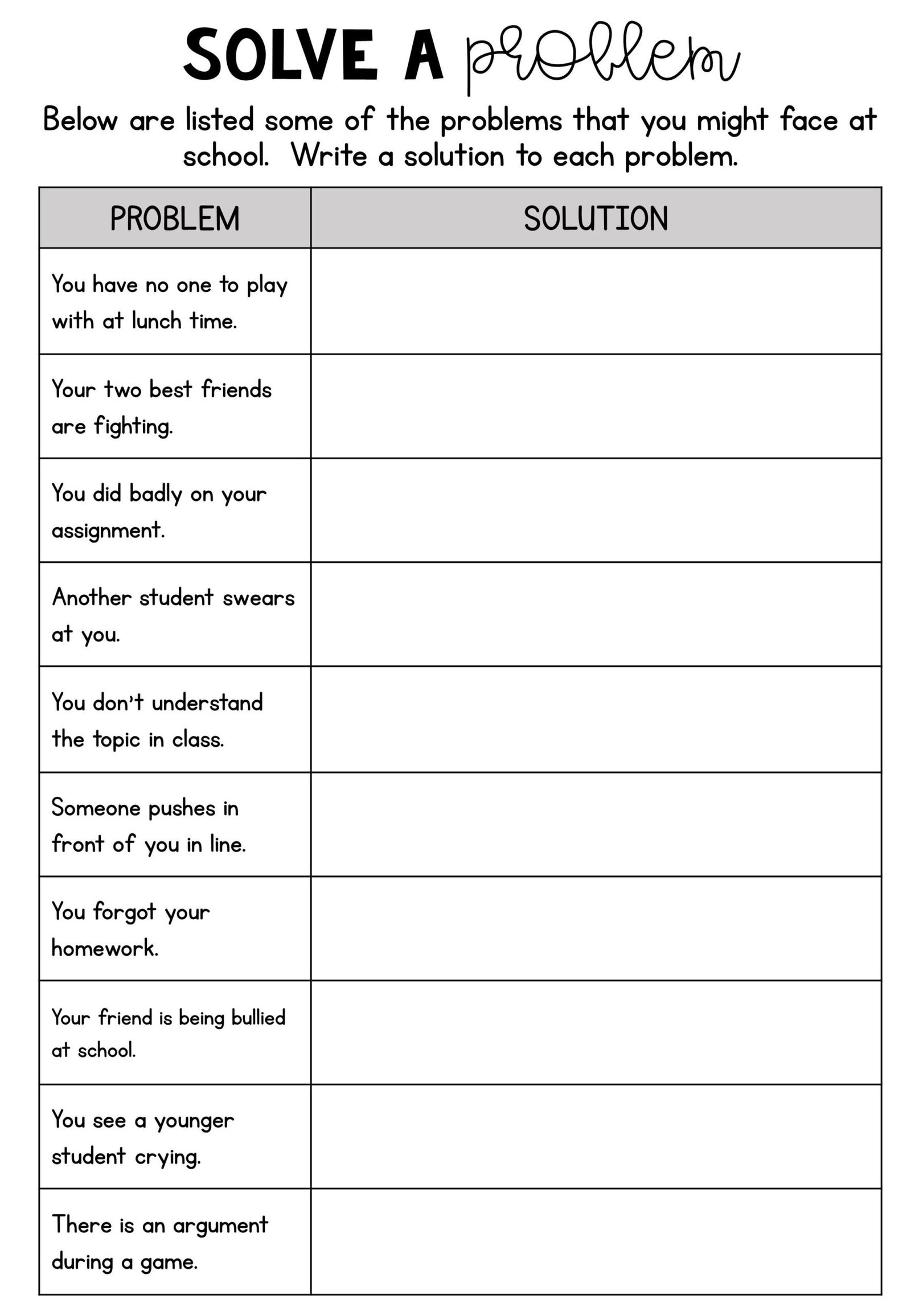 Autism Life Skills Worksheets