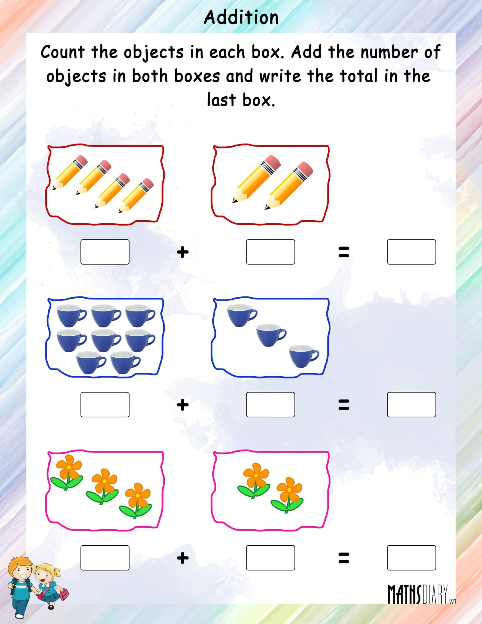 Addition of Objects - Math Worksheets - MathsDiary.com