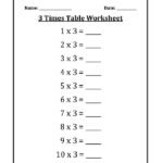 Printable 3 Times Table Worksheets to Practice | 101 Activity