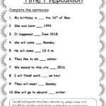 Preposition Of Time Worksheets Worksheet on Time Preposition – Your Home Teacher