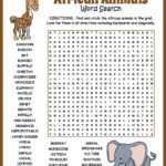 African Animals Word Search