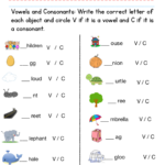 Vowels and Consonants Worksheets| Pre-school and 1st Grade Practice