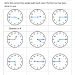 Clock Worksheet – Quarter Past and Quarter to