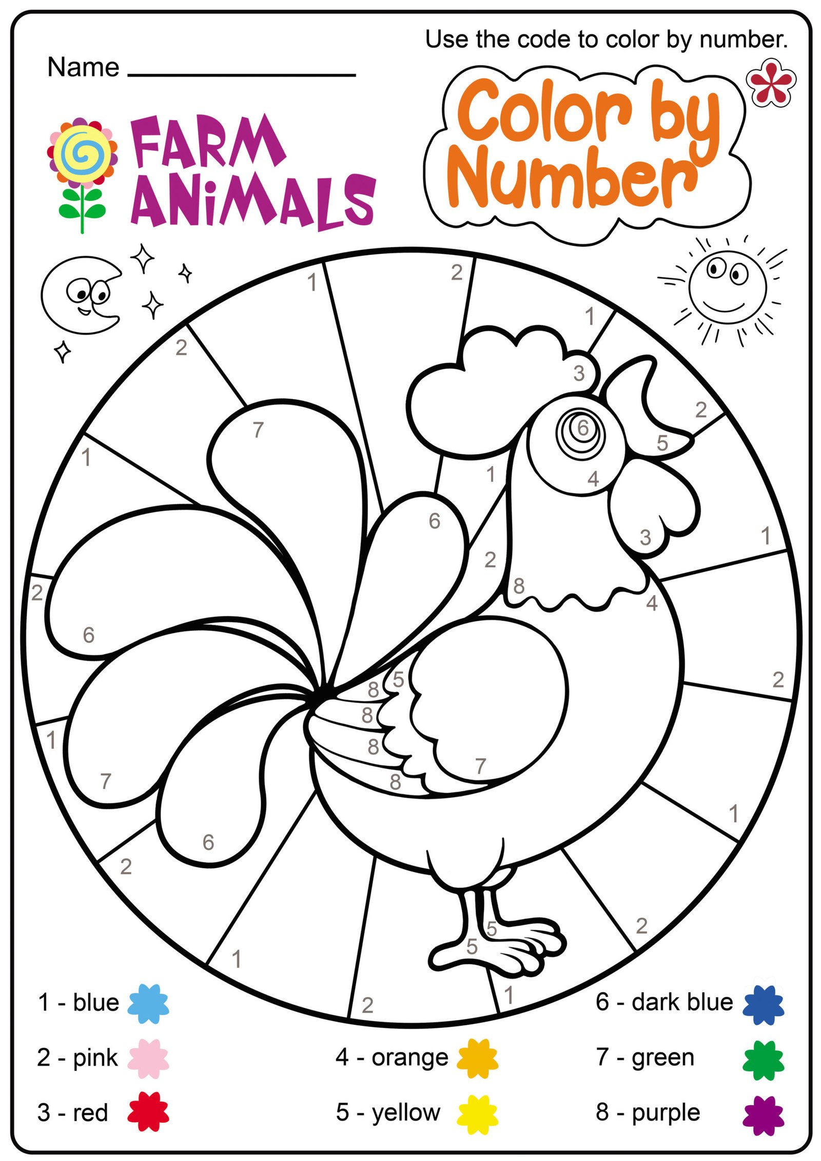 Printable Color By Number Animals - Printable Word Searches