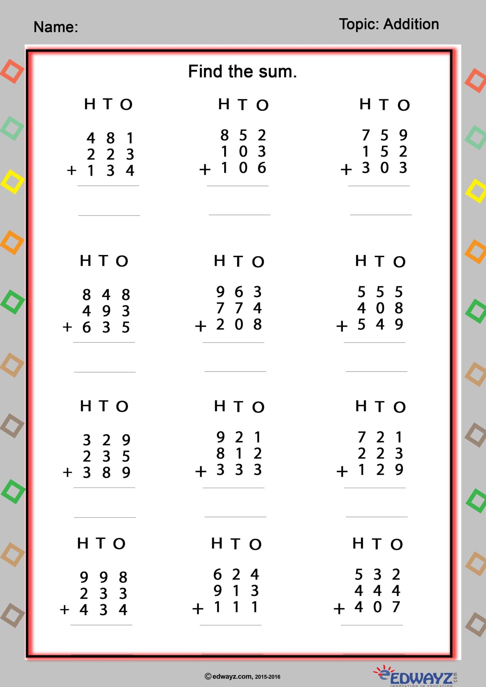 Maths Worksheets For Class 3