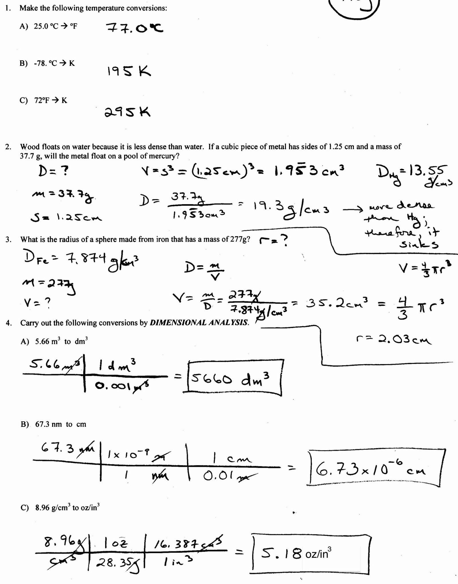 50 Dimensional Analysis Worksheet 2