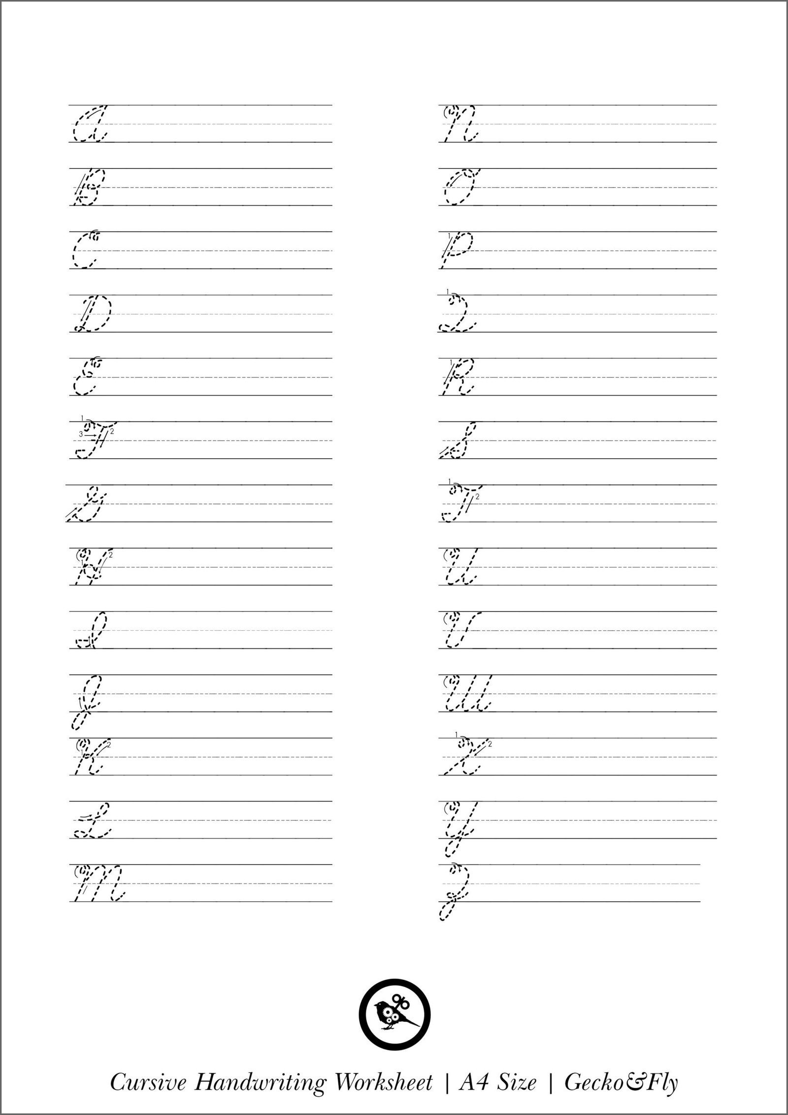 Cursive Handwriting Practice Worksheets