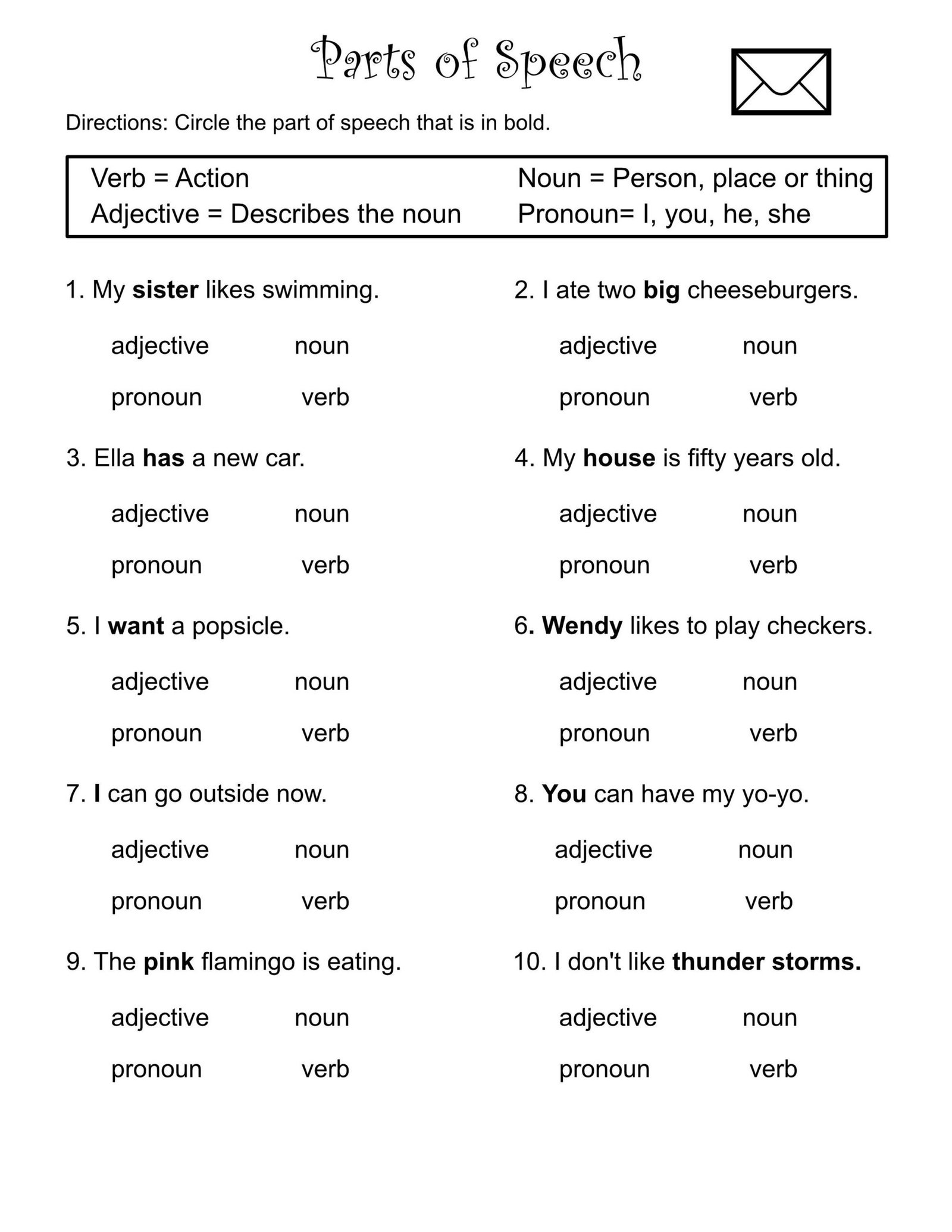 1st Through 3rd Grade-parts of Speech-worksheets-verbs-nouns-adjectives ...