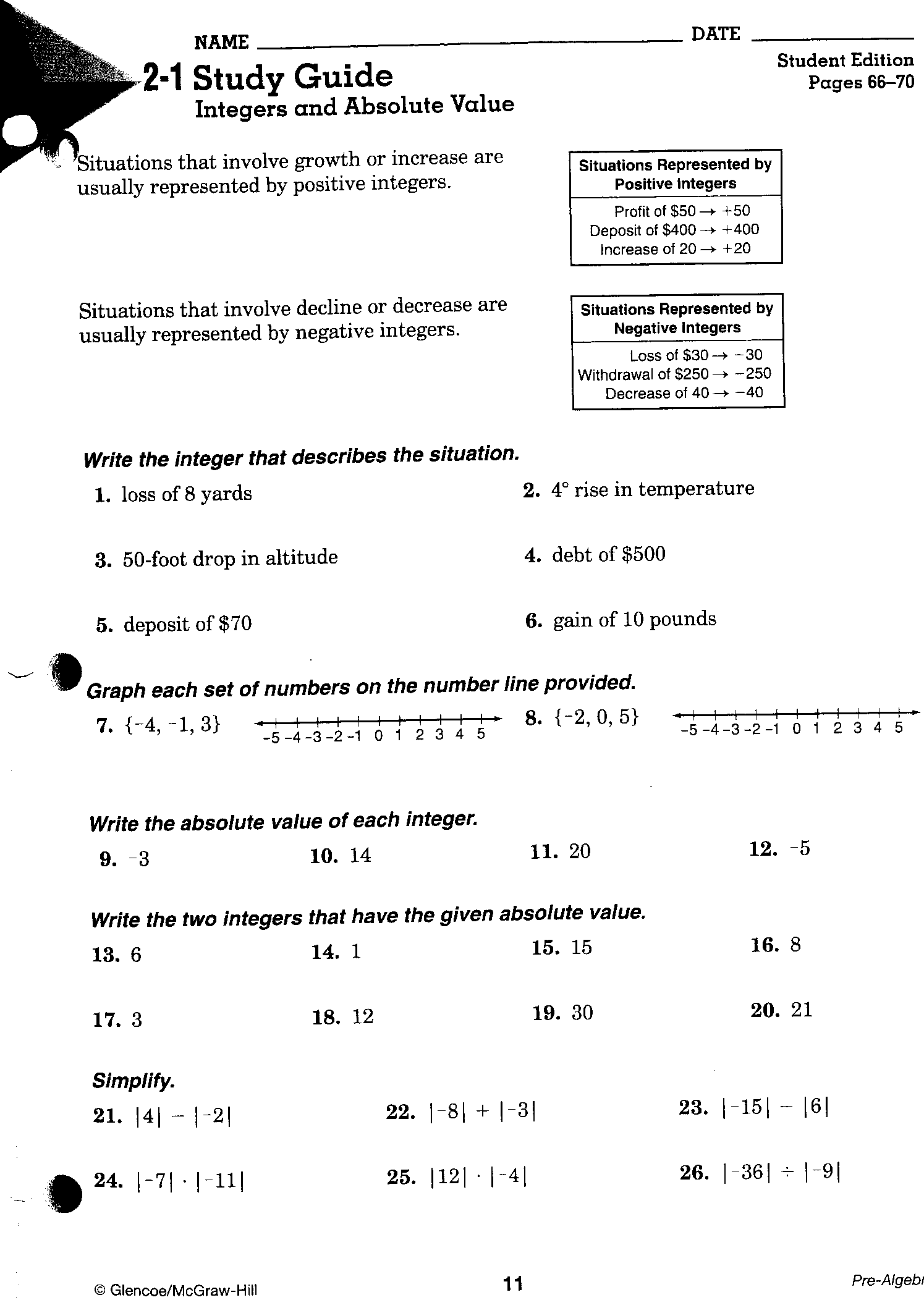 Grade 7 Math Integers