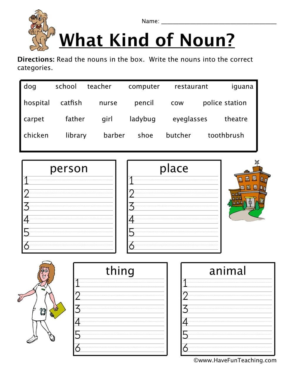 Nouns Fill In The Blanks Worksheets - WorksheetsCity