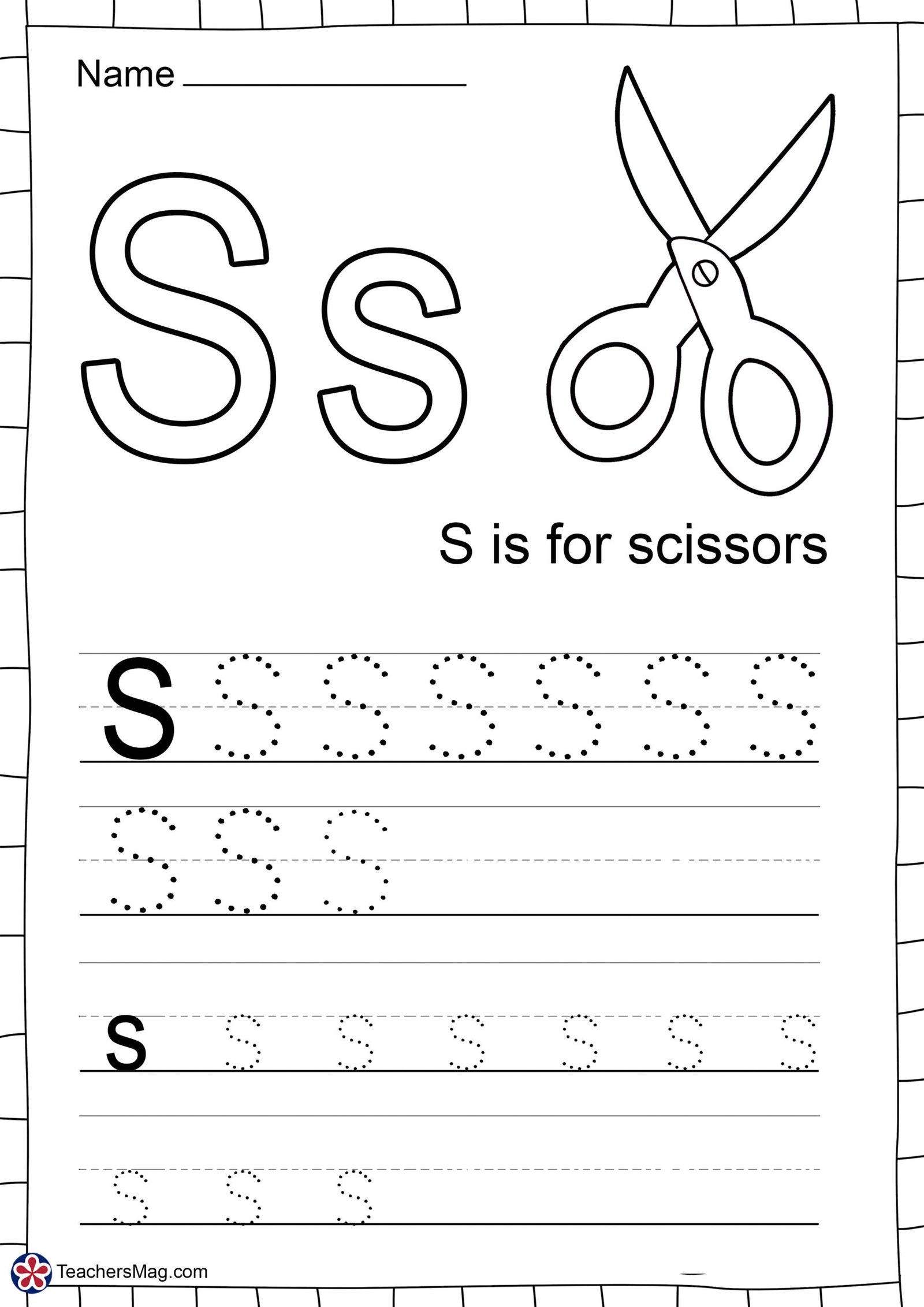 Letter S Free Worksheets. TeachersMag.com