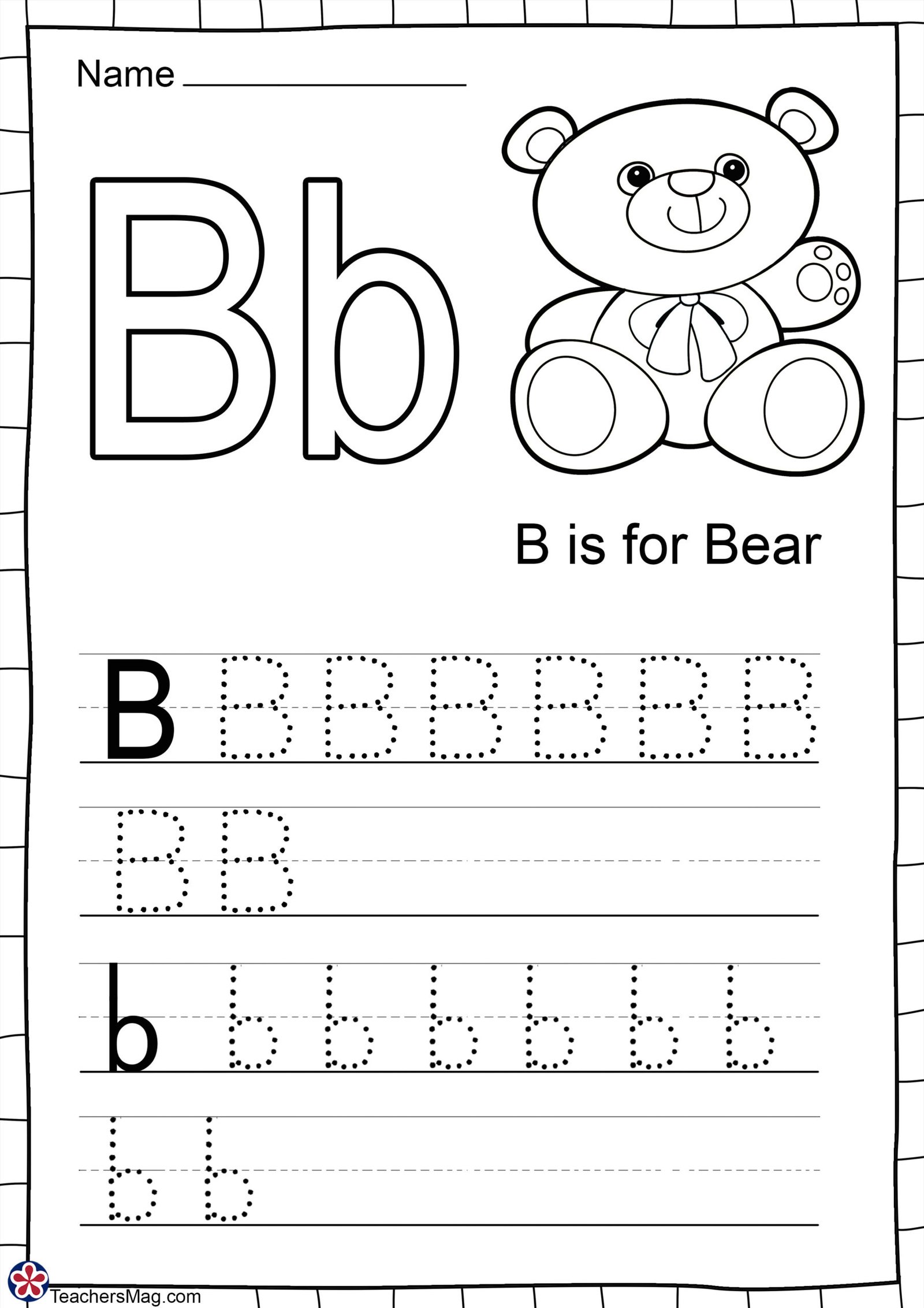 Letter B Free Worksheets. TeachersMag.com