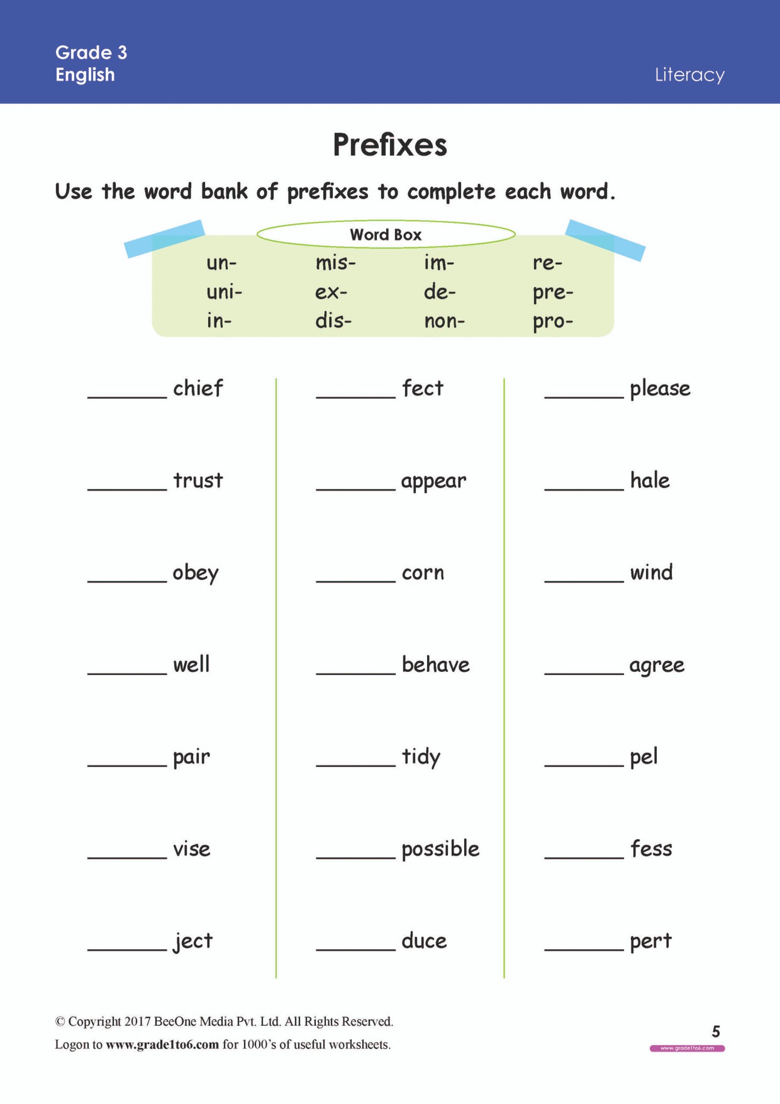 Suffix And Prefix Worksheets Free