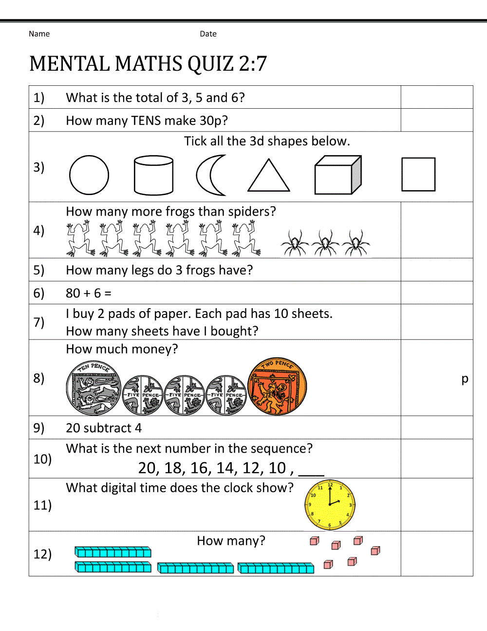 Maths Worksheets For Year 7